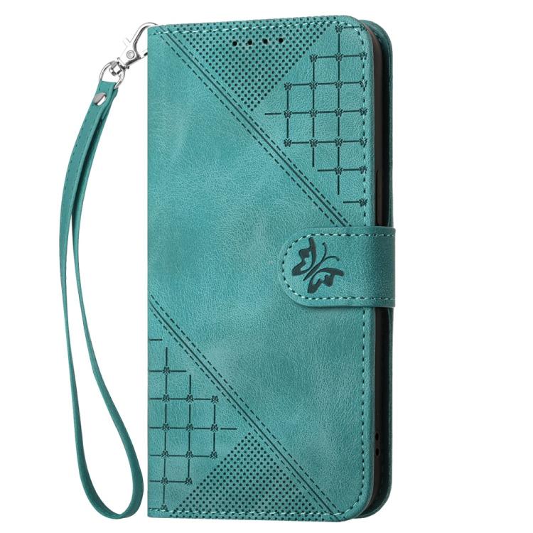 For iPhone 17 Air YX0080 Grid Butterfly Embossed Pattern Flip Leather Phone Case with Lanyard(Light Blue) - free shipping - PMc TechLife - Order now!