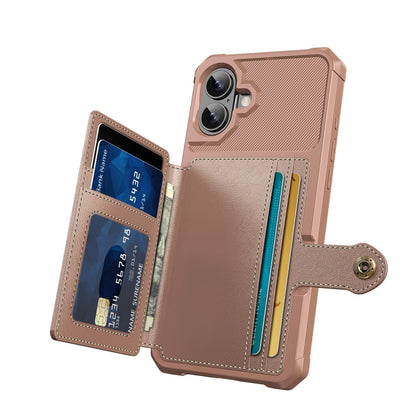 For iPhone 16 Magnetic Wallet Card Bag Leather Phone Case(Rose Gold) - iPhone 16 Cases by PMC Jewellery | Online Shopping South Africa | PMC Jewellery | Buy Now Pay Later Mobicred