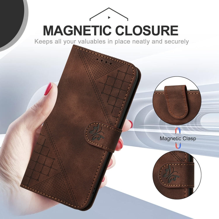 For Google Pixel 9 / 9 Pro YX0080 Grid Butterfly Embossed Pattern Flip Leather Phone Case with Lanyard(Coffee) - Google Cases by PMC Jewellery | Online Shopping South Africa | PMC Jewellery | Buy Now Pay Later Mobicred