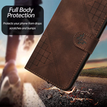 For Google Pixel 9 / 9 Pro YX0080 Grid Butterfly Embossed Pattern Flip Leather Phone Case with Lanyard(Coffee) - Google Cases by PMC Jewellery | Online Shopping South Africa | PMC Jewellery | Buy Now Pay Later Mobicred