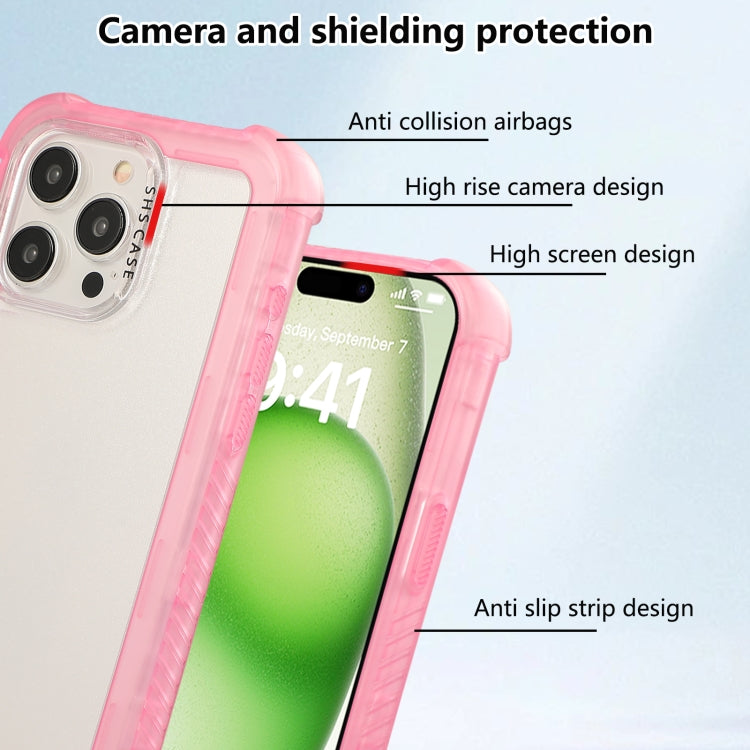 For iPhone 16 Plus Transparent Matte TPU Hybrid PC 3-in-1 Phone Case(Pink) - iPhone 16 Plus Cases by PMC Jewellery | Online Shopping South Africa | PMC Jewellery | Buy Now Pay Later Mobicred