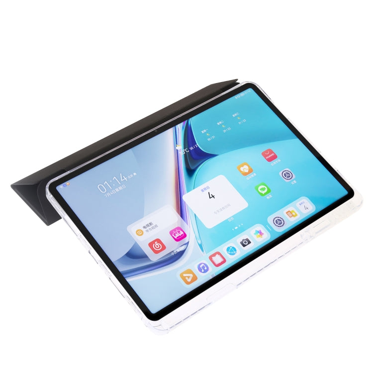 For Huawei Matepad SE 11 2024 Clear Acrylic 3-Fold Leather Tablet Case(Black) - Huawei by PMC Jewellery | Online Shopping South Africa | PMC Jewellery | Buy Now Pay Later Mobicred