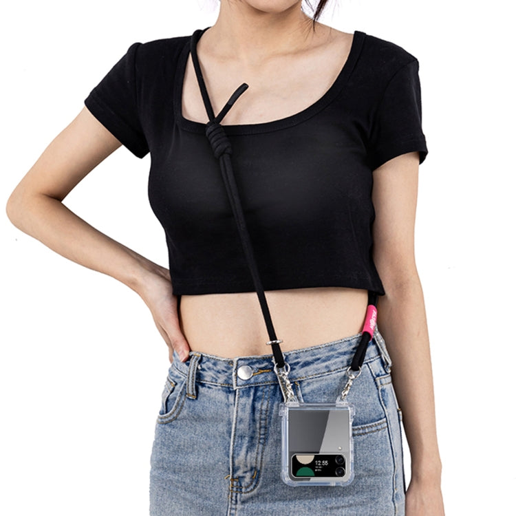 For Samsung Galaxy Z Flip4 GKK Airbag Hinge Full Coverage Phone Case with Crossbody Rope(Black) - Galaxy Z Flip4 5G Cases by GKK | Online Shopping South Africa | PMC Jewellery | Buy Now Pay Later Mobicred