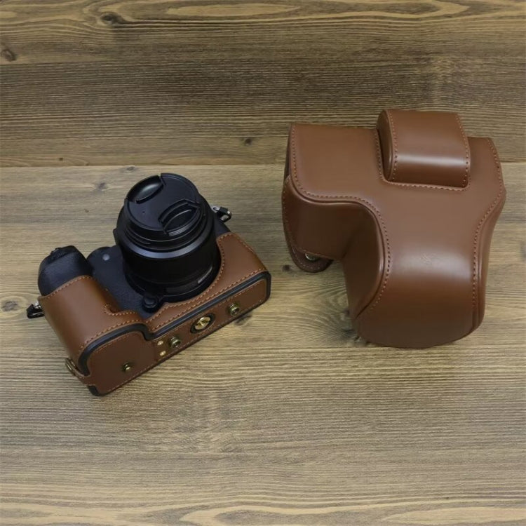 For FUJIFILM X-S20 Full Body Leather Camera Case Bag with Strap(Coffee) - Leather Bag by PMC TechLife | Online Shopping South Africa | PMC TechLife | Buy Now Pay Later Mobicred