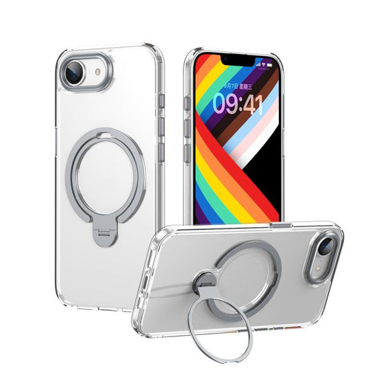 For iPhone 16e Double Ring MagSafe Magnetic Holder Phone Case(Transparent) - iPhone 16e Cases by PMC Jewellery | Online Shopping South Africa | PMC Jewellery | Buy Now Pay Later Mobicred