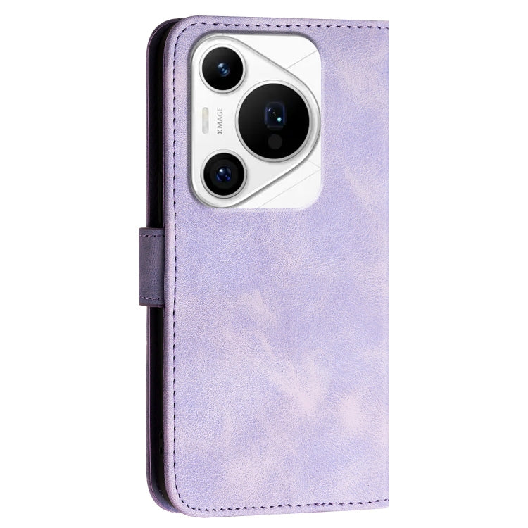 For Huawei Pura 70 Pro / 70 Pro+ YX0080 Grid Butterfly Embossed Pattern Flip Leather Phone Case with Lanyard(Light Purple) - Huawei Cases by PMC Jewellery | Online Shopping South Africa | PMC Jewellery | Buy Now Pay Later Mobicred