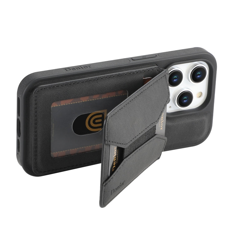 For iPhone 16 Denior D17 Skin Feel MagSafe Detachable Card Slot Phone Case(Black) - iPhone 16 Cases by Denior | Online Shopping South Africa | PMC Jewellery | Buy Now Pay Later Mobicred