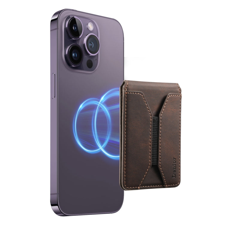 Denior V11 VV MagSafe Magnetic Phone PU Card Sleeve(Brown) - Others Accessories by Denior | Online Shopping South Africa | PMC Jewellery | Buy Now Pay Later Mobicred