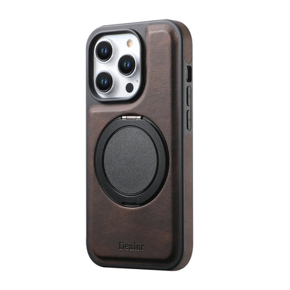 For iPhone 16 Pro Max Denior A14 Skin Feel Rotating Holder MagSafe Phone Case(Brown) - iPhone 16 Pro Max Cases by Denior | Online Shopping South Africa | PMC Jewellery | Buy Now Pay Later Mobicred