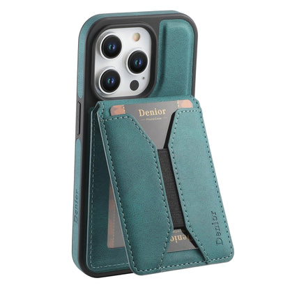 For iPhone 16 Pro Denior D18 Skin Feel Rotating Holder MagSafe Detachable Card Slot Phone Case(Blue) - iPhone 16 Pro Cases by Denior | Online Shopping South Africa | PMC Jewellery | Buy Now Pay Later Mobicred