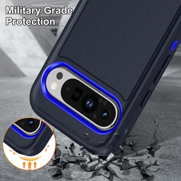For Google Pixel 9 Pro Rugged PC + Silicone Phone Case with Holder(Dark Blue+Royal Blue) - Google Cases by PMC TechLife | Online Shopping South Africa | PMC TechLife | Buy Now Pay Later Mobicred