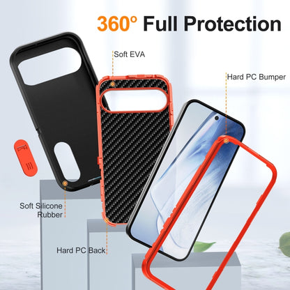 For Google Pixel 9 Rugged PC + Silicone Phone Case with Holder(Black+Orange) - Google Cases by PMC Jewellery | Online Shopping South Africa | PMC Jewellery | Buy Now Pay Later Mobicred