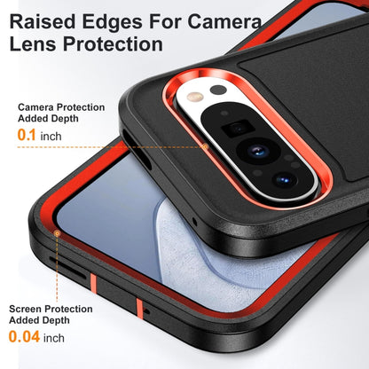 For Google Pixel 9 Rugged PC + Silicone Phone Case with Holder(Black+Orange) - Google Cases by PMC Jewellery | Online Shopping South Africa | PMC Jewellery | Buy Now Pay Later Mobicred