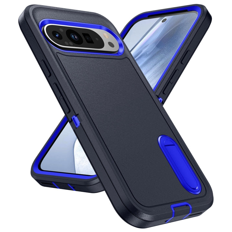 For Google Pixel 9 Rugged PC + Silicone Phone Case with Holder(Dark Blue+Royal Blue) - Google Cases by PMC Jewellery | Online Shopping South Africa | PMC Jewellery | Buy Now Pay Later Mobicred