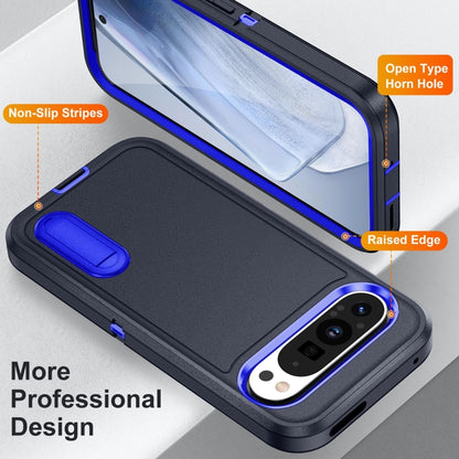 For Google Pixel 9 Rugged PC + Silicone Phone Case with Holder(Dark Blue+Royal Blue) - Google Cases by PMC Jewellery | Online Shopping South Africa | PMC Jewellery | Buy Now Pay Later Mobicred