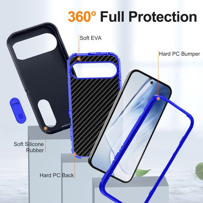 For Google Pixel 9 Rugged PC + Silicone Phone Case with Holder(Dark Blue+Royal Blue) - Google Cases by PMC Jewellery | Online Shopping South Africa | PMC Jewellery | Buy Now Pay Later Mobicred