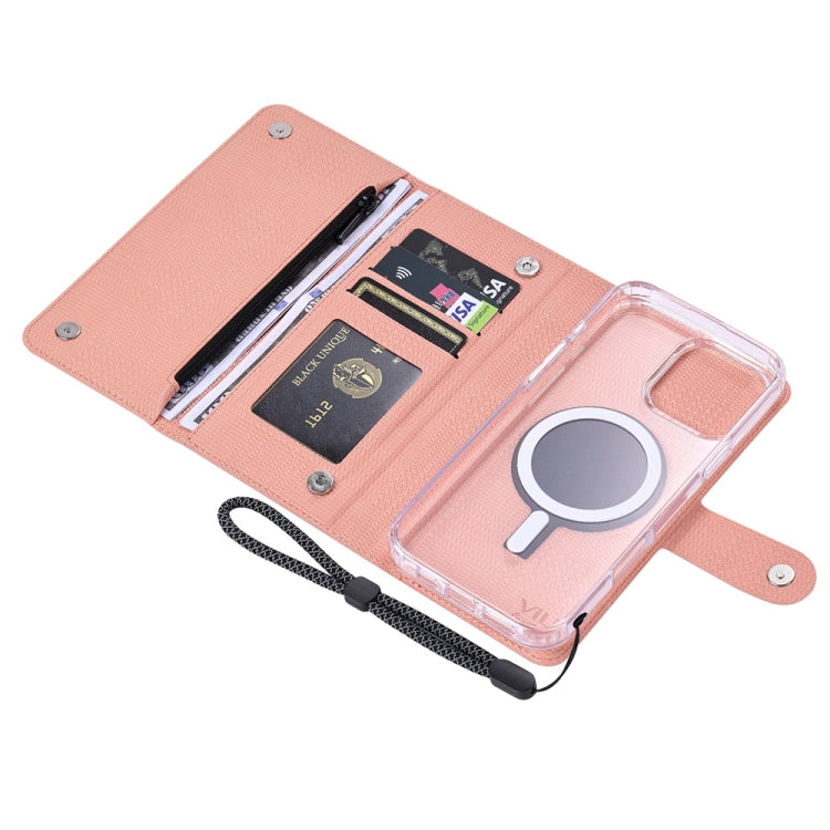 For Samsung Galaxy S24 5G ViLi GHB-C Series RFID MagSafe Magnetic Flip Leather Phone Case(Pink) - Galaxy S24 5G Cases by ViLi | Online Shopping South Africa | PMC Jewellery | Buy Now Pay Later Mobicred