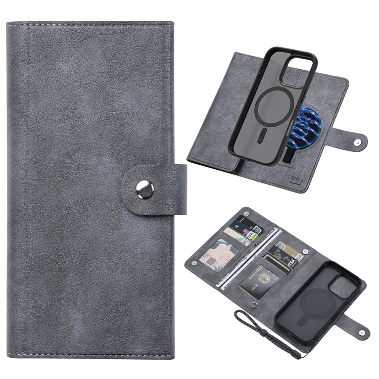 For iPhone 16 Pro ViLi GVA Series MagSafe Magnetic RFID Leather Phone Case(Grey) - iPhone 16 Pro Cases by ViLi | Online Shopping South Africa | PMC TechLife | Buy Now Pay Later Mobicred