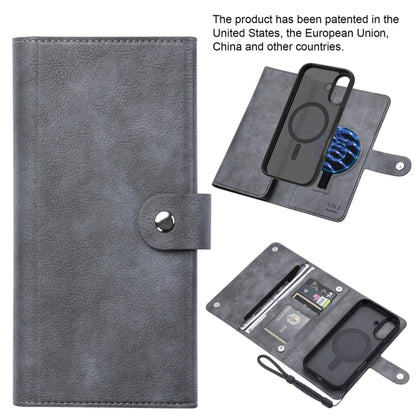 For iPhone 16 ViLi GVB Series MagSafe Magnetic RFID Leather Phone Case(Grey) - iPhone 16 Cases by ViLi | Online Shopping South Africa | PMC Jewellery | Buy Now Pay Later Mobicred