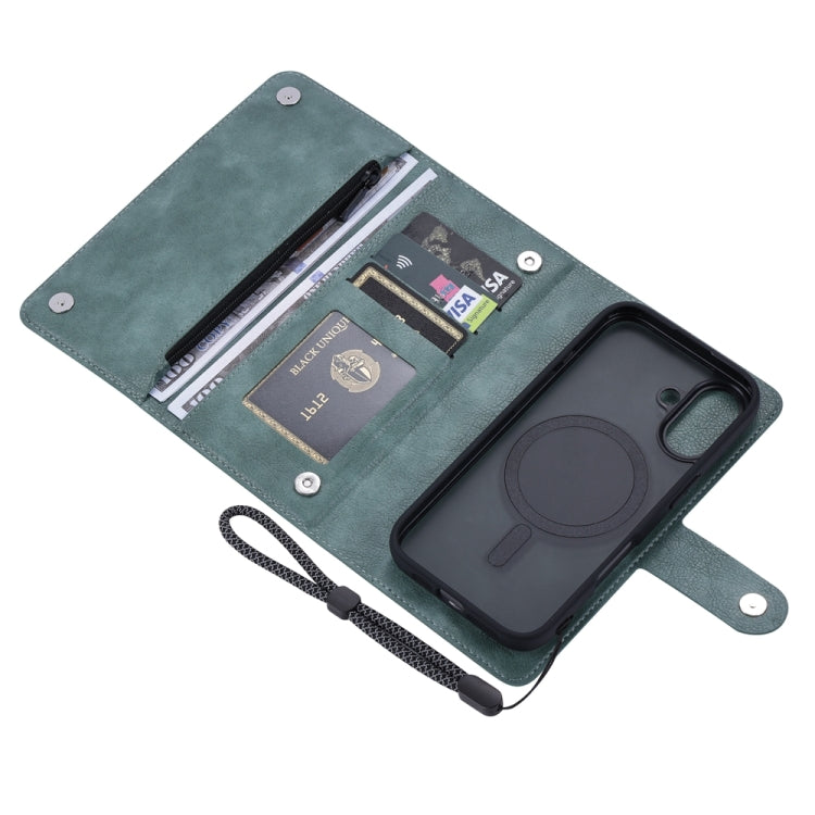 For iPhone 16 Plus ViLi GVS Series MagSafe Magnetic RFID Leather Phone Case(Green) - iPhone 16 Plus Cases by ViLi | Online Shopping South Africa | PMC Jewellery | Buy Now Pay Later Mobicred