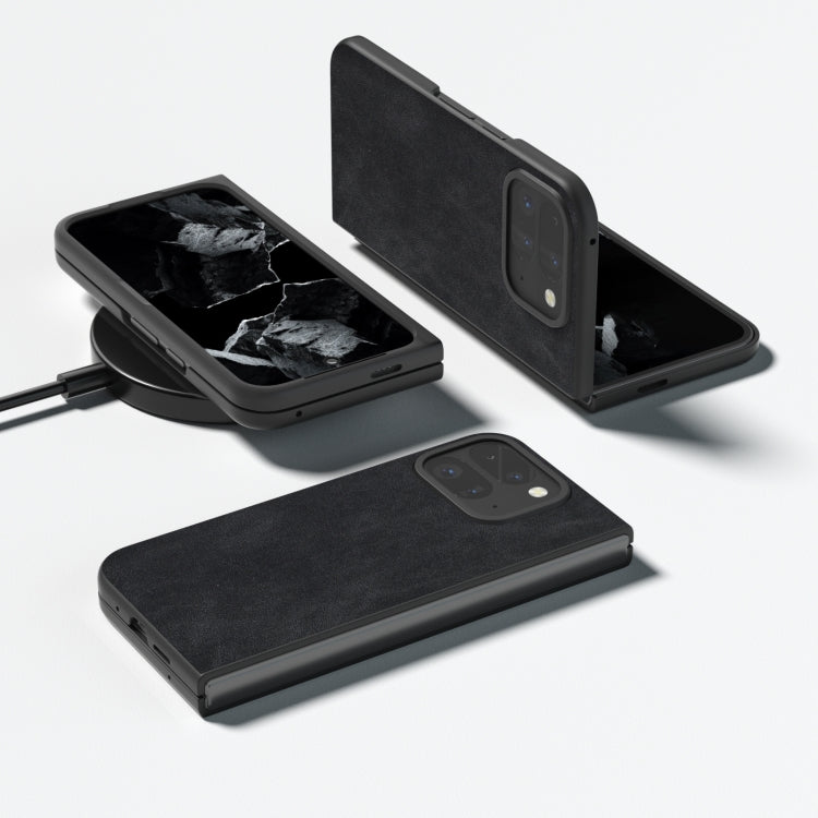 For Google Pixel 9 Pro Fold Black Frame PU Leather Full Coverage Phone Case(Black) - Google Cases by PMC TechLife | Online Shopping South Africa | PMC TechLife | Buy Now Pay Later Mobicred