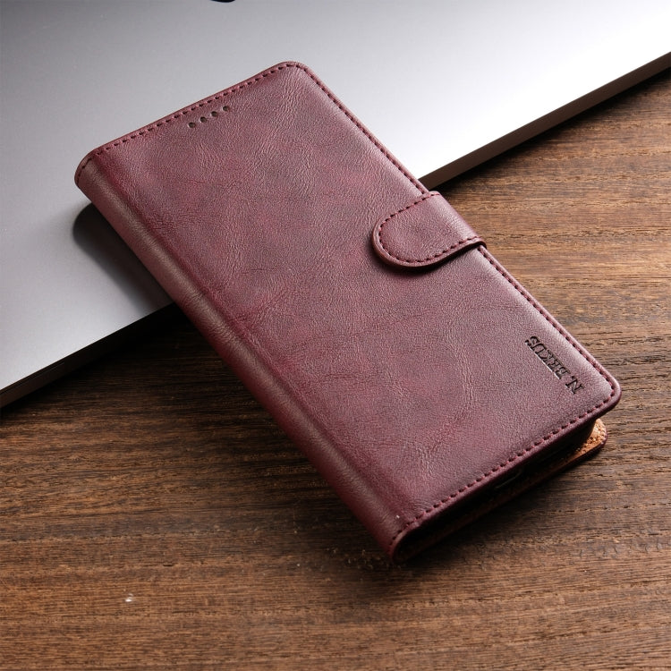 For iPhone 16 Pro N.BEKUS CSJ-P1 Solid Color Leather Phone Case(Wine Red) - iPhone 16 Pro Cases by N.BEKUS | Online Shopping South Africa | PMC Jewellery | Buy Now Pay Later Mobicred