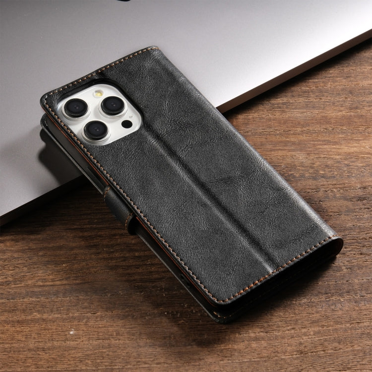 For iPhone 16 Pro N.BEKUS CSJ-P1 Solid Color Leather Phone Case(Black) - iPhone 16 Pro Cases by N.BEKUS | Online Shopping South Africa | PMC TechLife | Buy Now Pay Later Mobicred