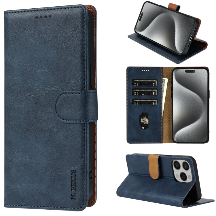 For iPhone 16 Pro N.BEKUS CSJ-P1 Solid Color Leather Phone Case(Blue) - iPhone 16 Pro Cases by N.BEKUS | Online Shopping South Africa | PMC Jewellery | Buy Now Pay Later Mobicred