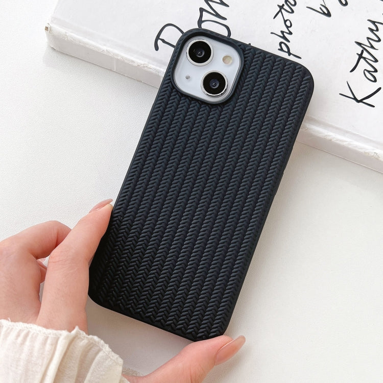 For iPhone 16 Weave Texture TPU Phone Case(Black) - iPhone 16 Cases by PMC Jewellery | Online Shopping South Africa | PMC Jewellery | Buy Now Pay Later Mobicred