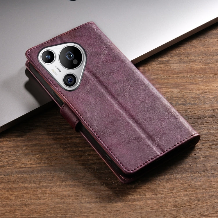 For Huawei Pura 70 N.BEKUS CSJ-P1 Solid Color Leather Phone Case(Wine Red) - Huawei Cases by N.BEKUS | Online Shopping South Africa | PMC Jewellery | Buy Now Pay Later Mobicred