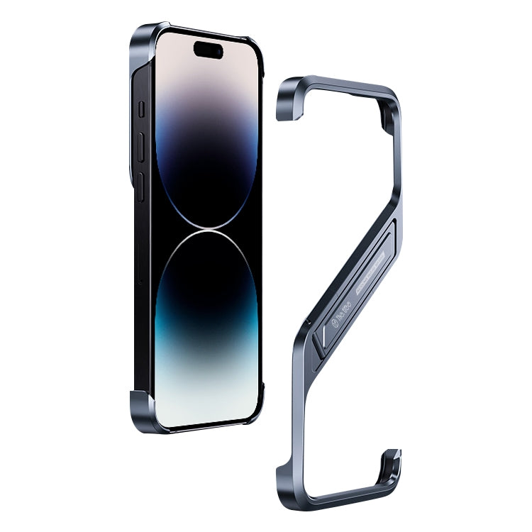 For iPhone 14 Pro Max S-shaped Stand Frameless Metal Phone Case(Grey) - iPhone 14 Pro Max Cases by PMC Jewellery | Online Shopping South Africa | PMC Jewellery | Buy Now Pay Later Mobicred