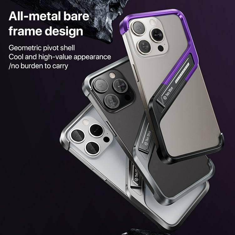 For iPhone 16 Pro S-shaped Stand Frameless Metal Phone Case(Silver) - iPhone 16 Pro Cases by PMC Jewellery | Online Shopping South Africa | PMC Jewellery | Buy Now Pay Later Mobicred