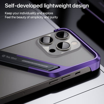 For iPhone 16 Pro Max S-shaped Stand Frameless Metal Phone Case(Black Purple) - iPhone 16 Pro Max Cases by PMC Jewellery | Online Shopping South Africa | PMC Jewellery | Buy Now Pay Later Mobicred