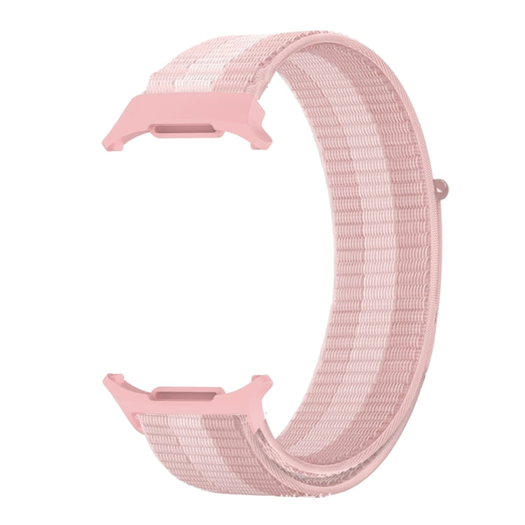 For Samsung Galaxy Watch Ultra 47mm Plastic Connector Nylon Loop Watch Band(Pink White Pink) - Watch Bands by PMC Jewellery | Online Shopping South Africa | PMC Jewellery | Buy Now Pay Later Mobicred