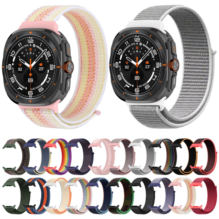 For Samsung Galaxy Watch Ultra 47mm Plastic Connector Nylon Loop Watch Band(Black Rainbow) - Watch Bands by PMC Jewellery | Online Shopping South Africa | PMC Jewellery | Buy Now Pay Later Mobicred