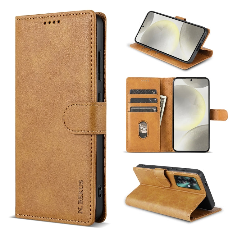 For OPPO Reno11 F 5G N.BEKUS CSJ-P1 Solid Color Leather Phone Case(Brown) - Reno11 F Cases by N.BEKUS | Online Shopping South Africa | PMC Jewellery | Buy Now Pay Later Mobicred