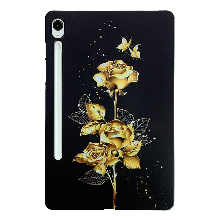 For Samsung Galaxy Tab S9 / S9 FE Color Painting Pattern Smart Tablet TPU Case(Golden Rose) - Galaxy Tab S9 Cases by PMC Jewellery | Online Shopping South Africa | PMC Jewellery | Buy Now Pay Later Mobicred