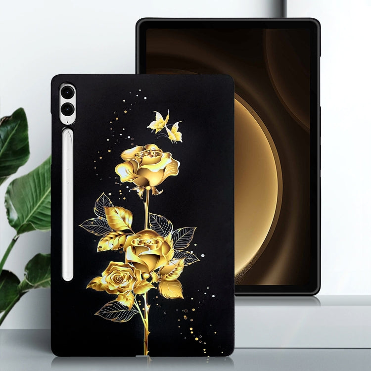 For Samsung Galaxy Tab S9+ / S9 FE+ Color Painting Pattern Smart Tablet TPU Case(Golden Rose) - Galaxy Tab S9+ Cases by PMC Jewellery | Online Shopping South Africa | PMC Jewellery | Buy Now Pay Later Mobicred