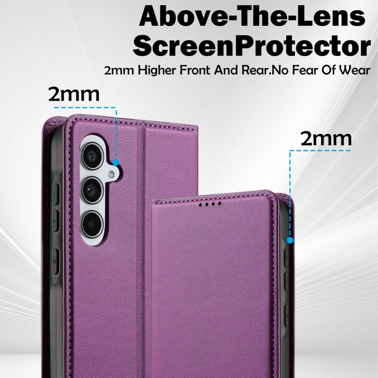 For Samsung Galaxy S24 FE 5G LC.IMEEKE L1 Series Frosted Fine Texture PU Phone Case(Purple) - Galaxy S24 FE 5G Cases by LC.IMEEKE | Online Shopping South Africa | PMC Jewellery | Buy Now Pay Later Mobicred