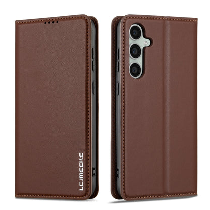 For Samsung Galaxy S24 5G LC.IMEEKE L1 Series Frosted Fine Texture PU Phone Case(Brown) - Galaxy S24 5G Cases by LC.IMEEKE | Online Shopping South Africa | PMC Jewellery | Buy Now Pay Later Mobicred