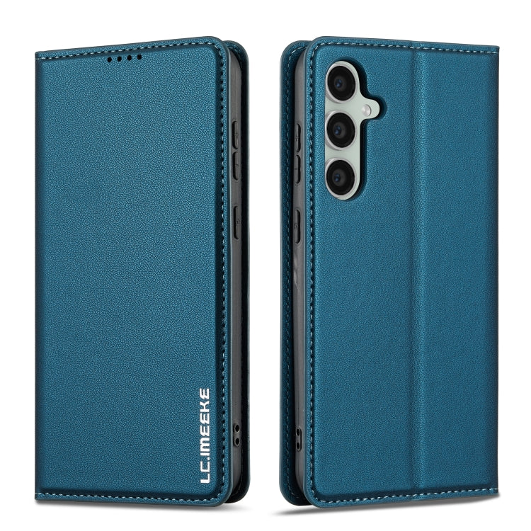 For Samsung Galaxy S24 5G LC.IMEEKE L1 Series Frosted Fine Texture PU Phone Case(Blue) - Galaxy S24 5G Cases by LC.IMEEKE | Online Shopping South Africa | PMC Jewellery | Buy Now Pay Later Mobicred