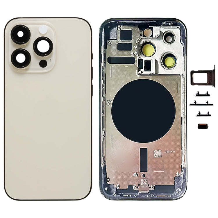 For iPhone 14 Pro Battery Back Cover with Side Keys & Card Tray, Version:China Version(Gold) - free shipping - PMC Jewellery - Order now!