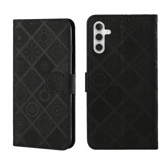 For Samsung Galaxy S25+ 5G Ethnic Style Embossed Pattern Leather Phone Case(Black) - Galaxy S25+ 5G Cases by PMC Jewellery | Online Shopping South Africa | PMC Jewellery | Buy Now Pay Later Mobicred