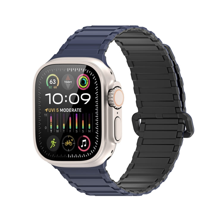 For Apple Watch Ultra 2 49mm DUX DUCIS KJ Series Magnetic Buckle Silicone Watch Band(Black Blue) - Watch Bands by DUX DUCIS | Online Shopping South Africa | PMC Jewellery | Buy Now Pay Later Mobicred