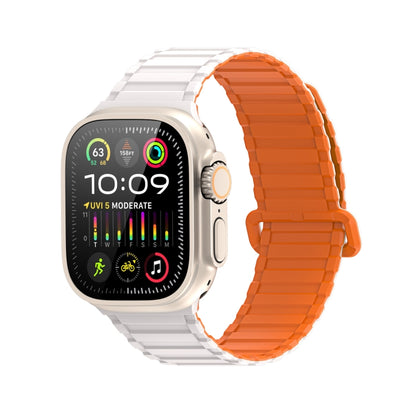 For Apple Watch SE 2022 44mm DUX DUCIS KJ Series Magnetic Buckle Silicone Watch Band(Starlight Orange) - Watch Bands by DUX DUCIS | Online Shopping South Africa | PMC Jewellery | Buy Now Pay Later Mobicred