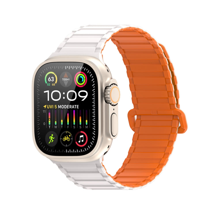 For Apple Watch Series 5 44mm DUX DUCIS KJ Series Magnetic Buckle Silicone Watch Band(Starlight Orange) - Watch Bands by DUX DUCIS | Online Shopping South Africa | PMC Jewellery | Buy Now Pay Later Mobicred