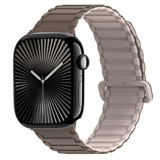 For Apple Watch Series 10 46mm DUX DUCIS KJ Series Magnetic Buckle Silicone Watch Band(Brown Grey) - Watch Bands by DUX DUCIS | Online Shopping South Africa | PMC Jewellery | Buy Now Pay Later Mobicred