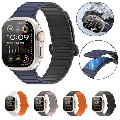 For Apple Watch Series 5 44mm DUX DUCIS KJ Series Magnetic Buckle Silicone Watch Band(Black Green) - Watch Bands by DUX DUCIS | Online Shopping South Africa | PMC Jewellery | Buy Now Pay Later Mobicred