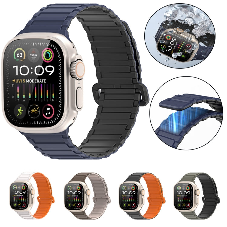 For Apple Watch Series 4 44mm DUX DUCIS KJ Series Magnetic Buckle Silicone Watch Band(Black Blue) - Watch Bands by DUX DUCIS | Online Shopping South Africa | PMC Jewellery | Buy Now Pay Later Mobicred