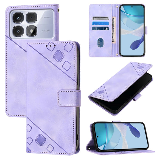 For Redmi K70 Ultra 5G Global Skin-feel Embossed Leather Phone Case(Light Purple) - Xiaomi Cases by PMC Jewellery | Online Shopping South Africa | PMC Jewellery | Buy Now Pay Later Mobicred